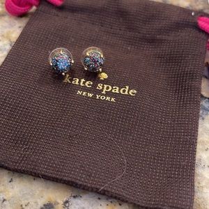Kate Spade small square studs in multi glitter
